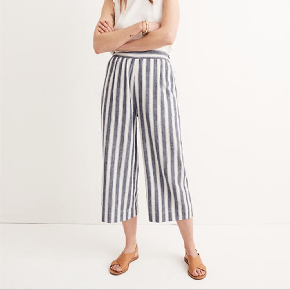 Madewell Huston pull on stripe crop pant